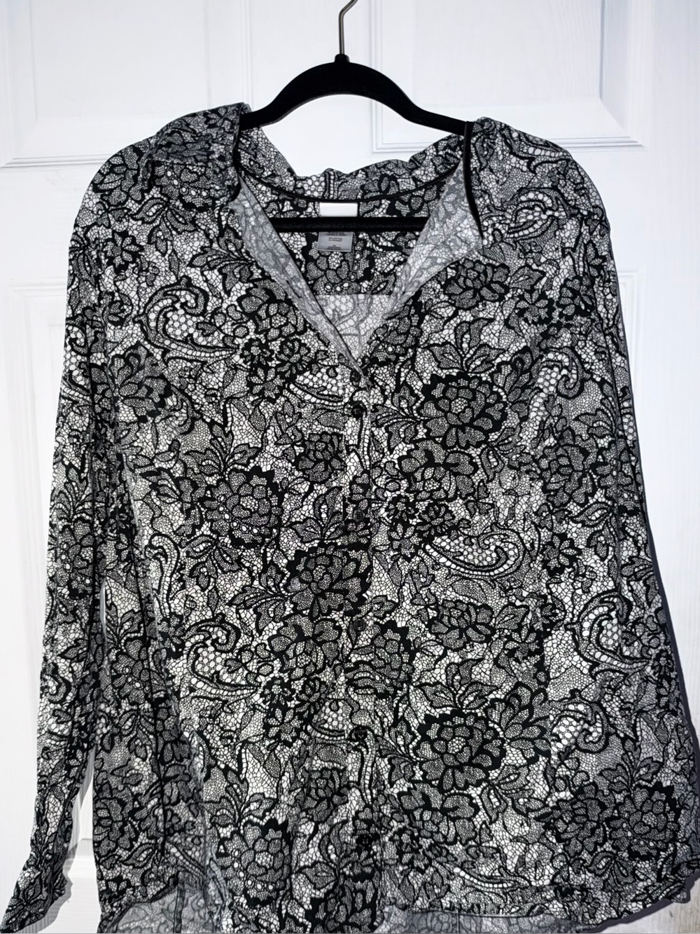 JM Collection Floral Lace Blouse Black & Gray 4X Like New